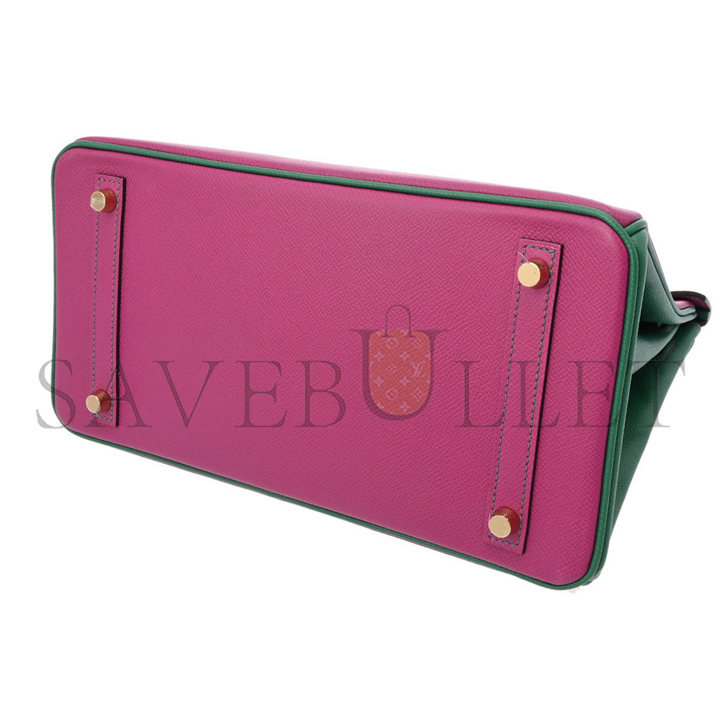 H**mes birkin 30 epsom rose purple with velvet green gold buckle 618740 (30*23*15cm)